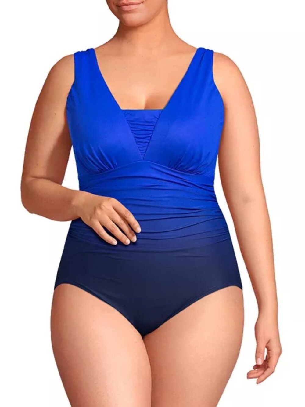 Lands' End SlenderSuit Grecian Low Leg One Piece Size 14 DDD